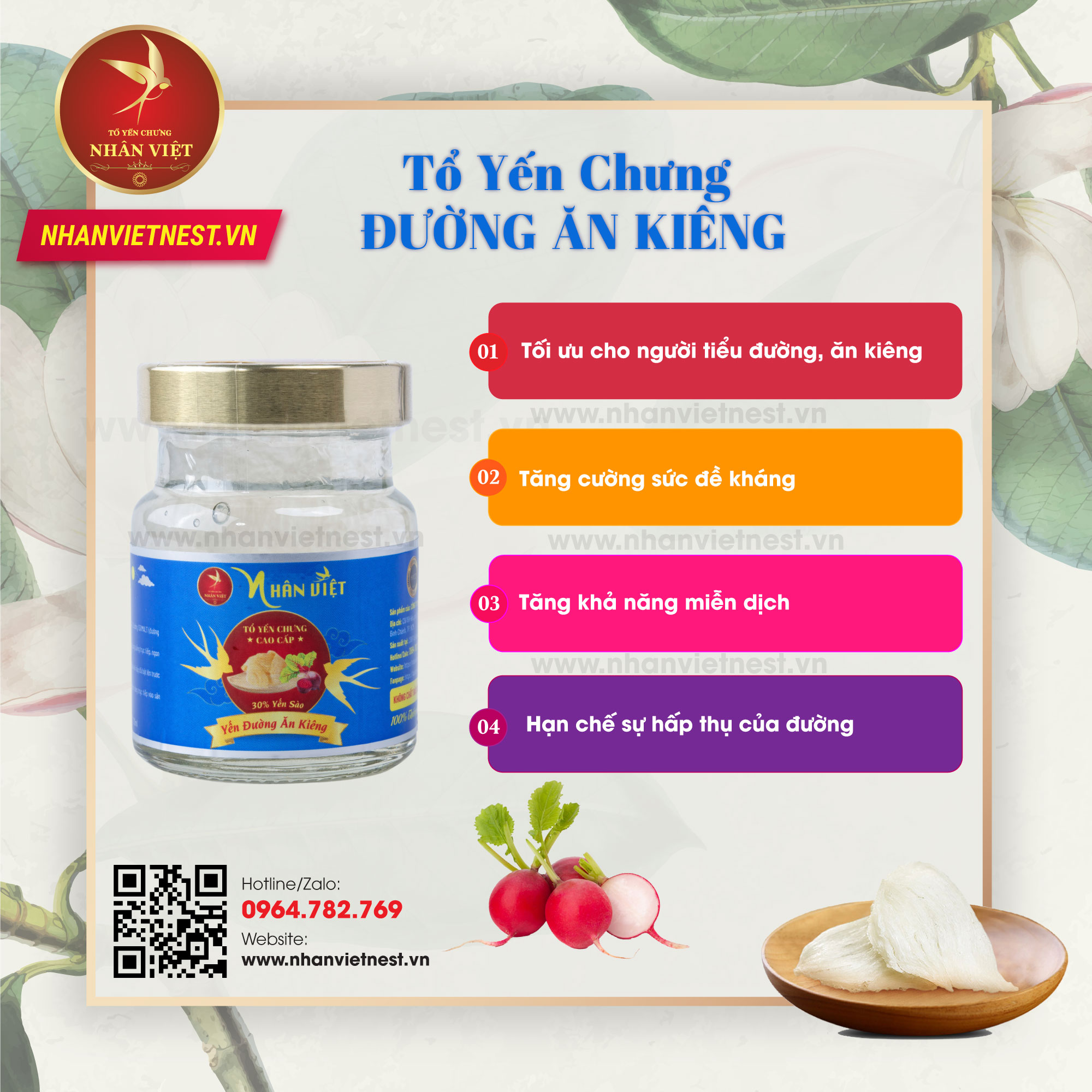 Công dụng của yến chưng đường ăn kiêng - Tổ yến chưng Nhân Việt