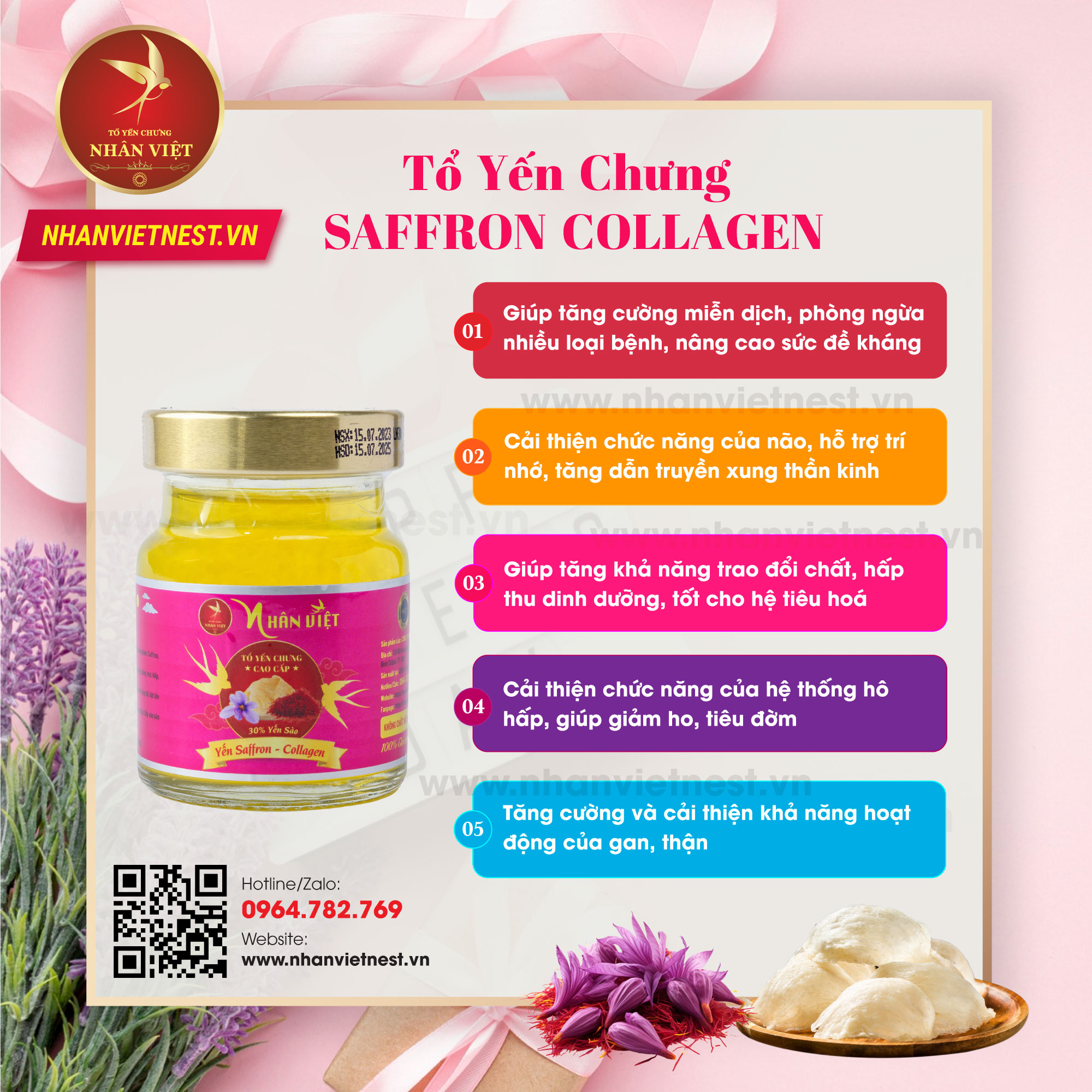 Công dụng yến chưng Saffron Collagen - TỔ YẾN CHƯNG NHÂN VIỆT