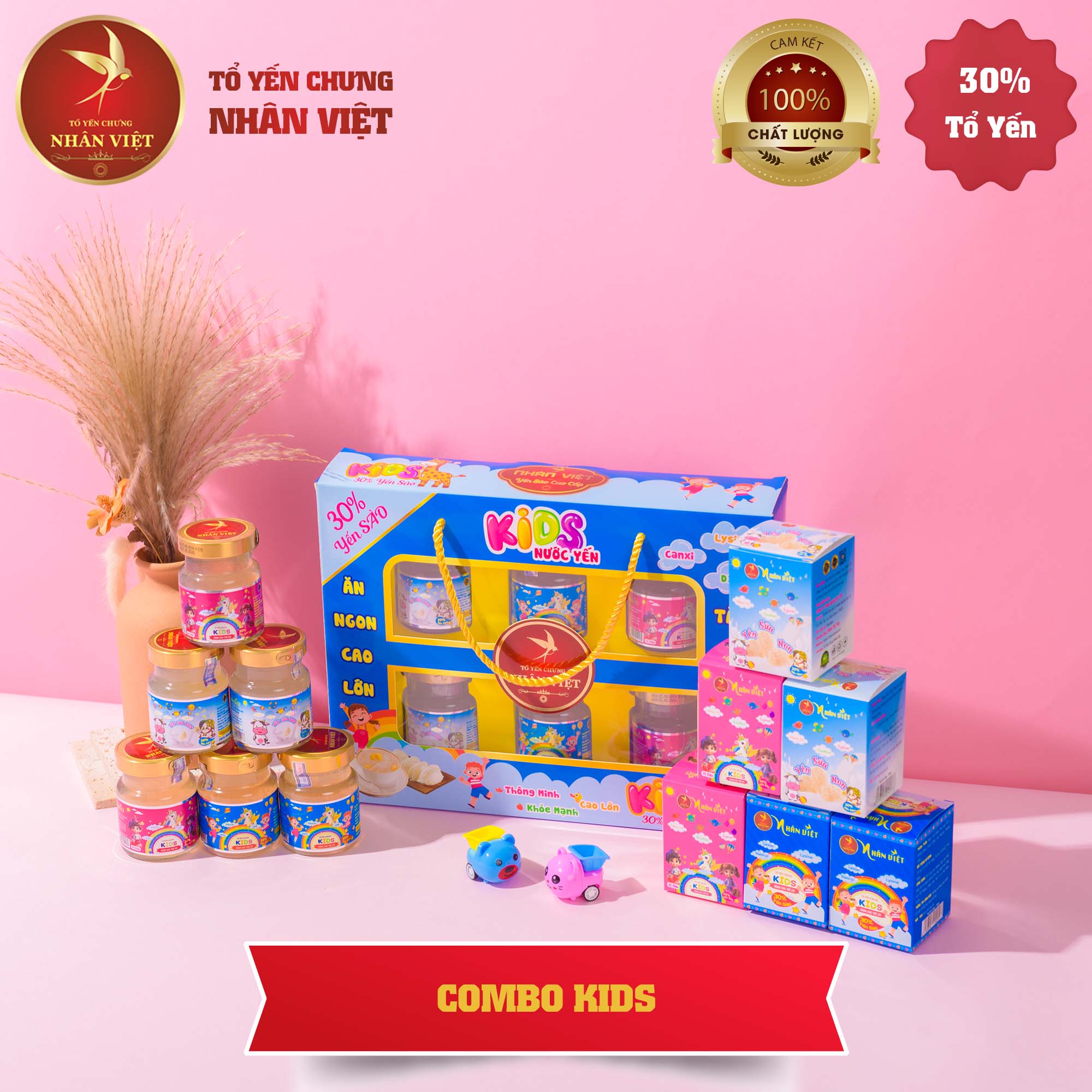 Bộ 3 Sản Phẩm Yến Sào Chưng Sẵn Cho Bé Nhân Việt Kids 30% Yến