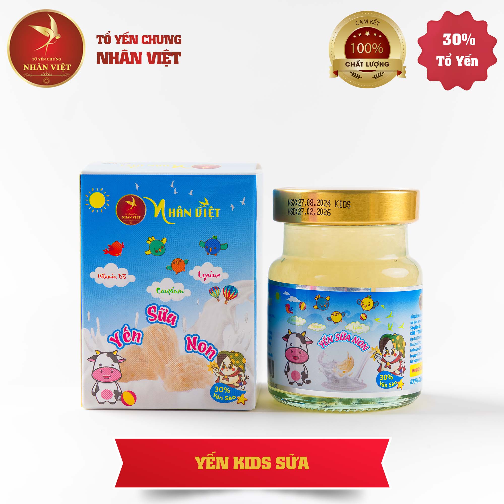 Yến Sào Chưng Sữa Non Cho Bé Nhân Việt Kids 30% Yến