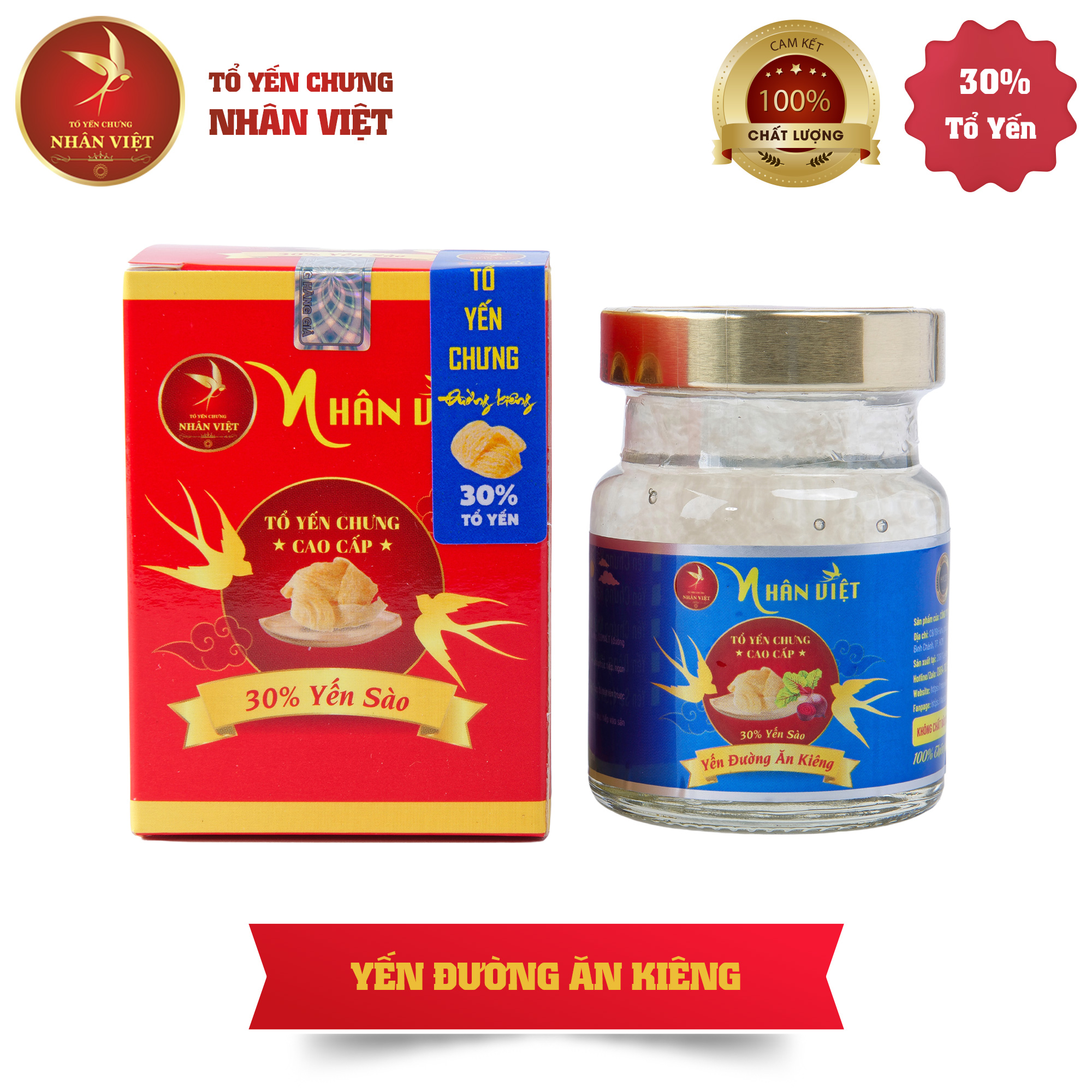 Yến Sào Chưng Đường Kiêng Nhân Việt 30% Yến Hũ 70ml