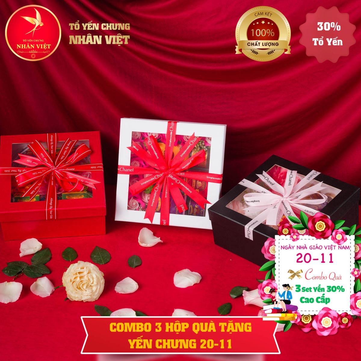 Bộ quà tặng ngày Nhà Giáo Việt Nam 20/11 yến hũ chưng sẵn Nhân Việt