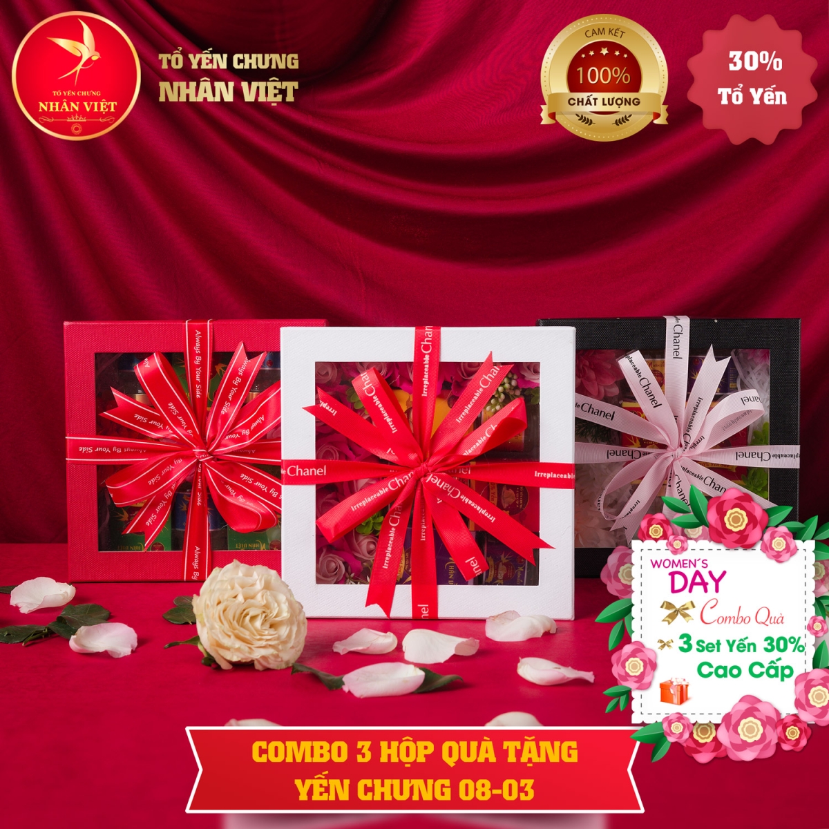 Bộ quà tặng 8/3 yến hũ chưng sẵn Nhân Việt