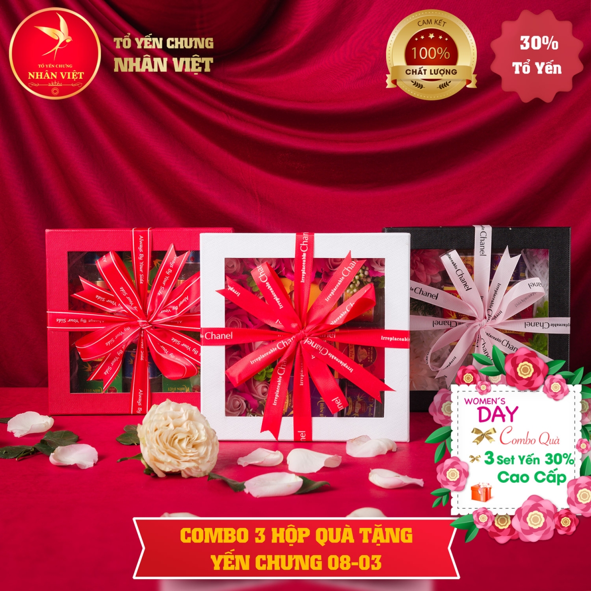 Bộ quà tặng 8/3 yến hũ chưng sẵn Nhân Việt