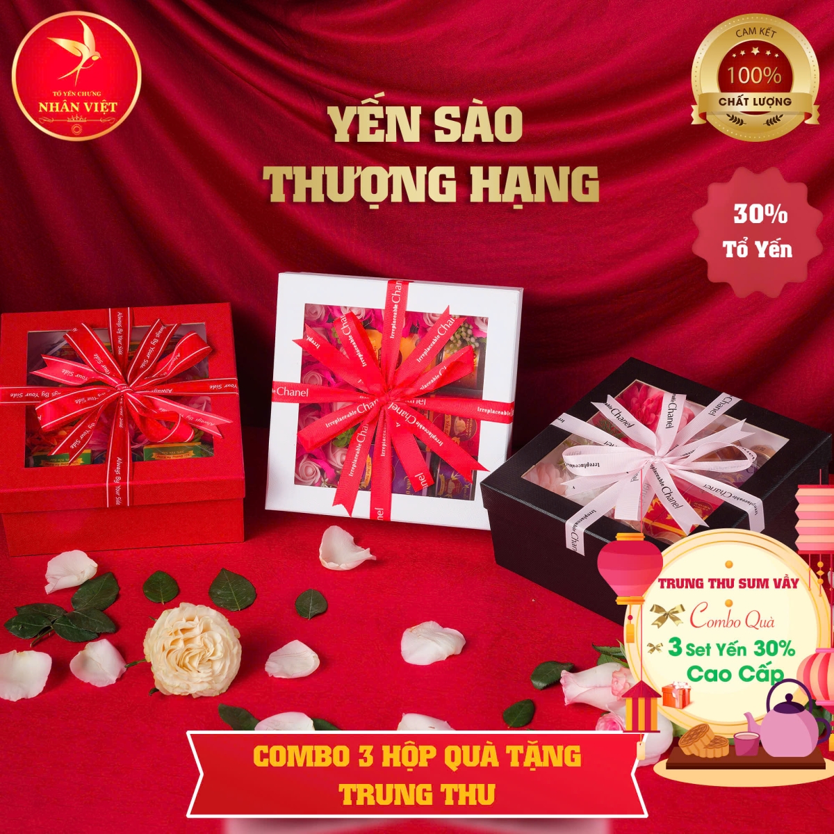 Bộ quà tặng Trung Thu - yến hũ chưng sẵn Nhân Việt