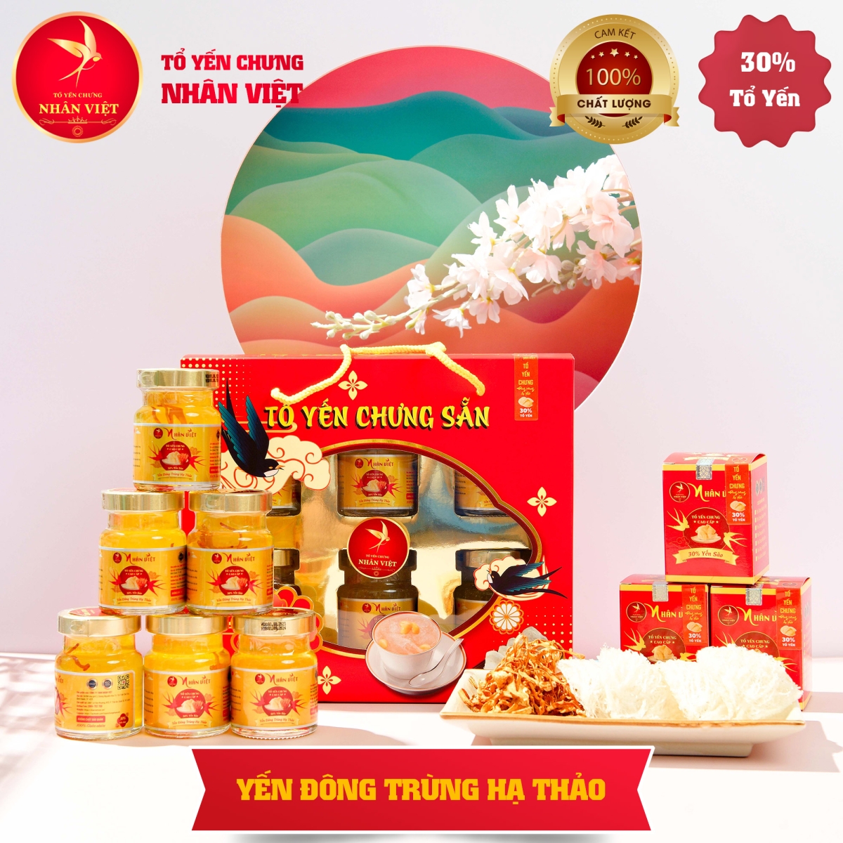 Lốc 6 Hũ Yến Sào Chưng Đông Trùng Hạ Thảo Nhân Việt 30% Yến Hũ 70ml