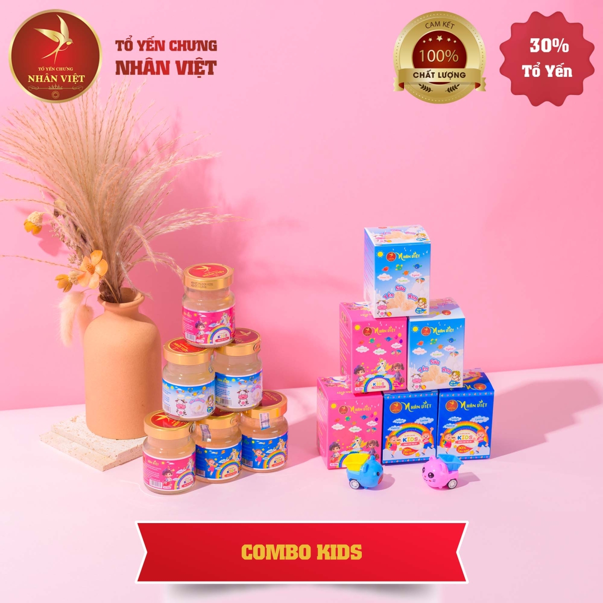Bộ 3 Sản Phẩm Yến Sào Chưng Sẵn Cho Bé Nhân Việt Kids 30% Yến