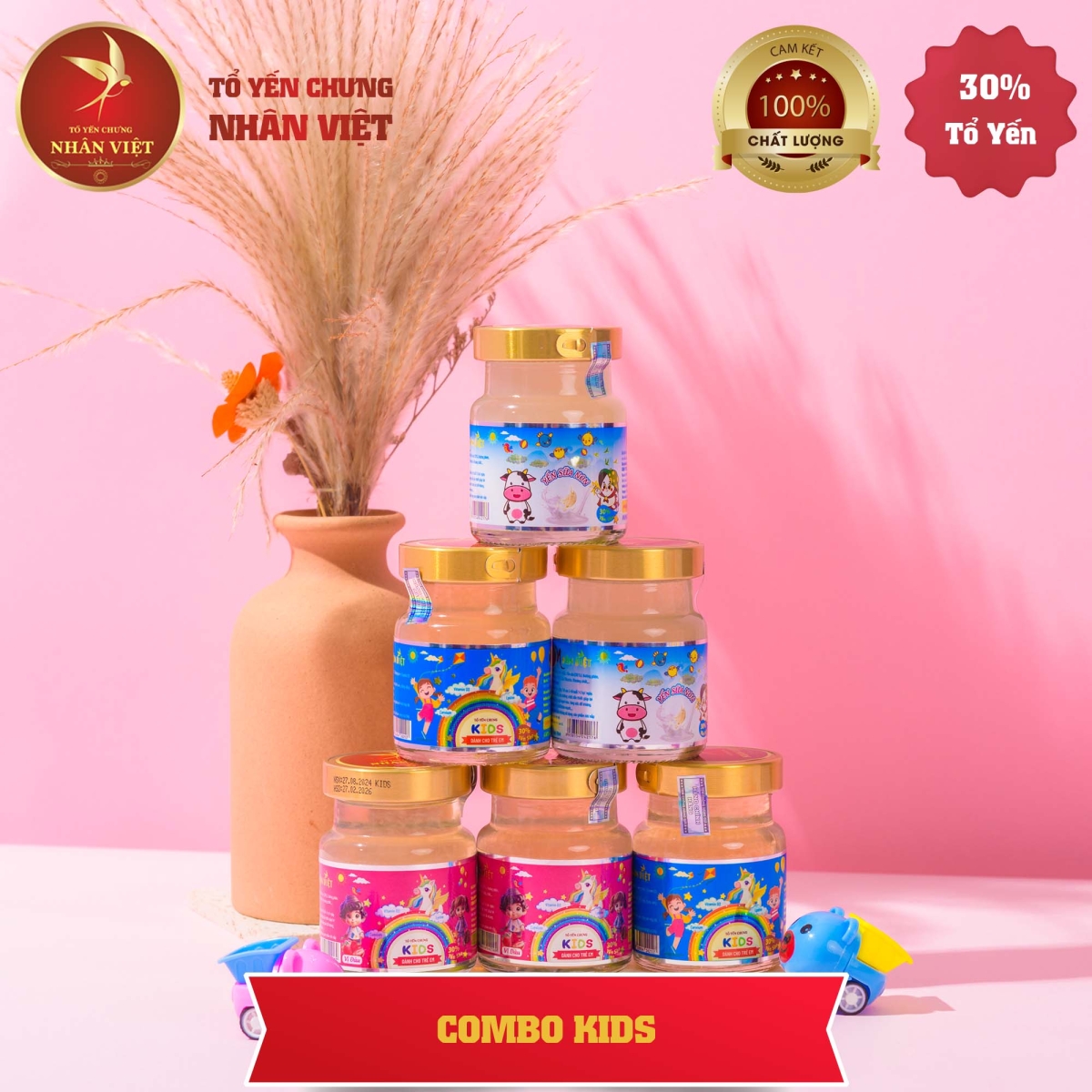 Bộ 3 Sản Phẩm Yến Sào Chưng Sẵn Cho Bé Nhân Việt Kids 30% Yến