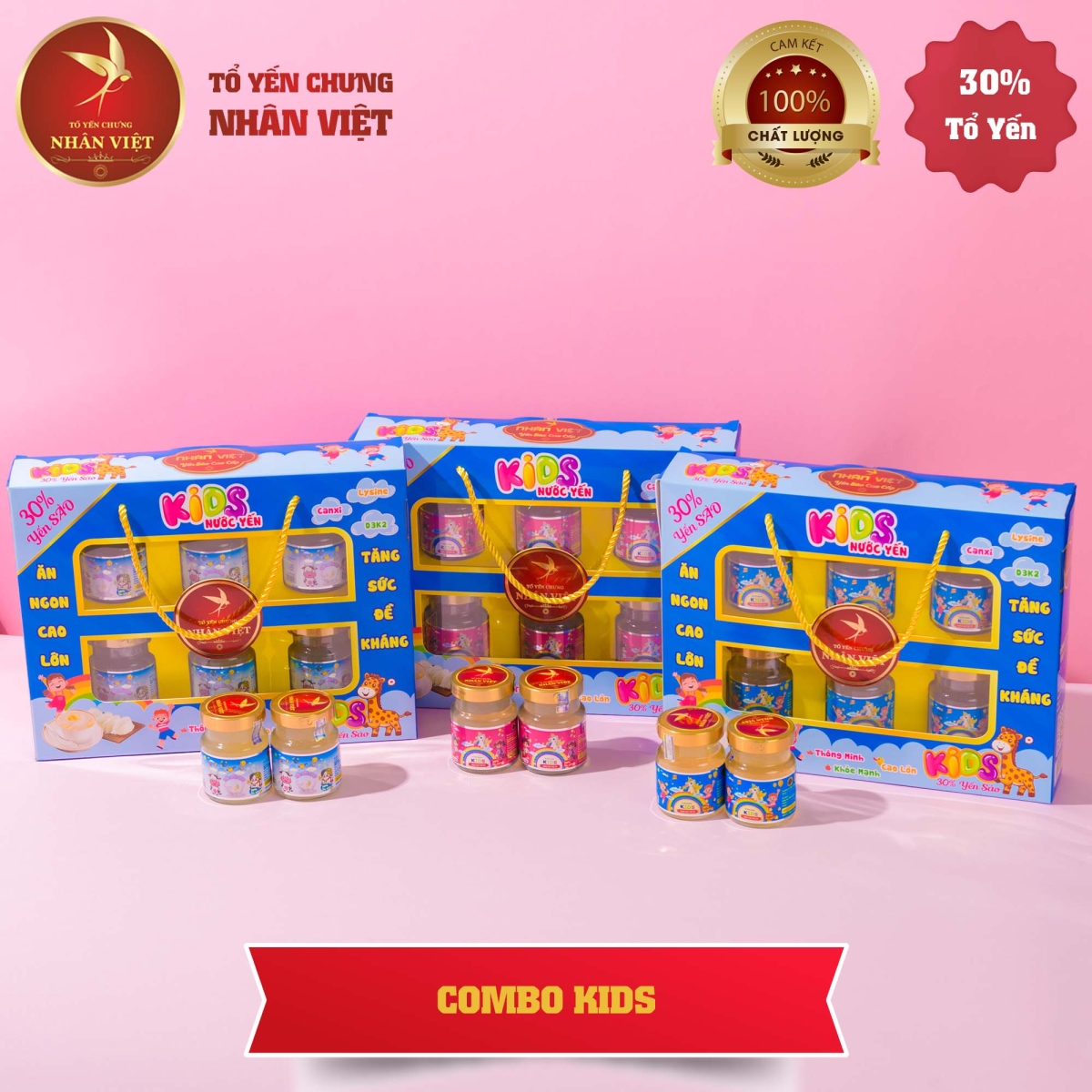 Bộ 3 Sản Phẩm Yến Sào Chưng Sẵn Cho Bé Nhân Việt Kids 30% Yến