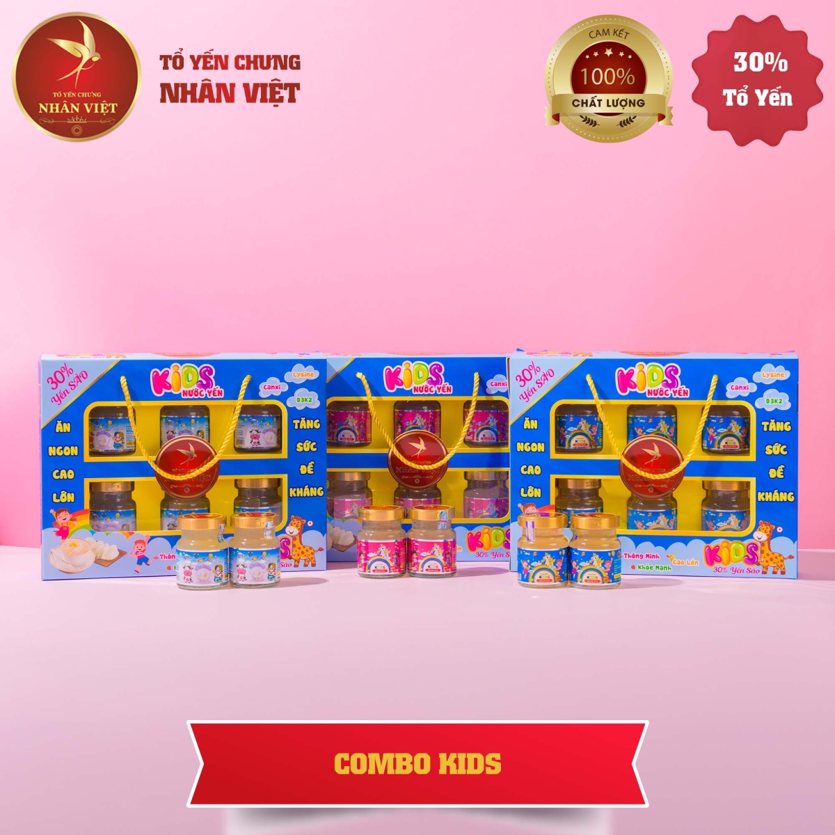 Bộ 3 Sản Phẩm Yến Sào Chưng Sẵn Cho Bé Nhân Việt Kids 30% Yến