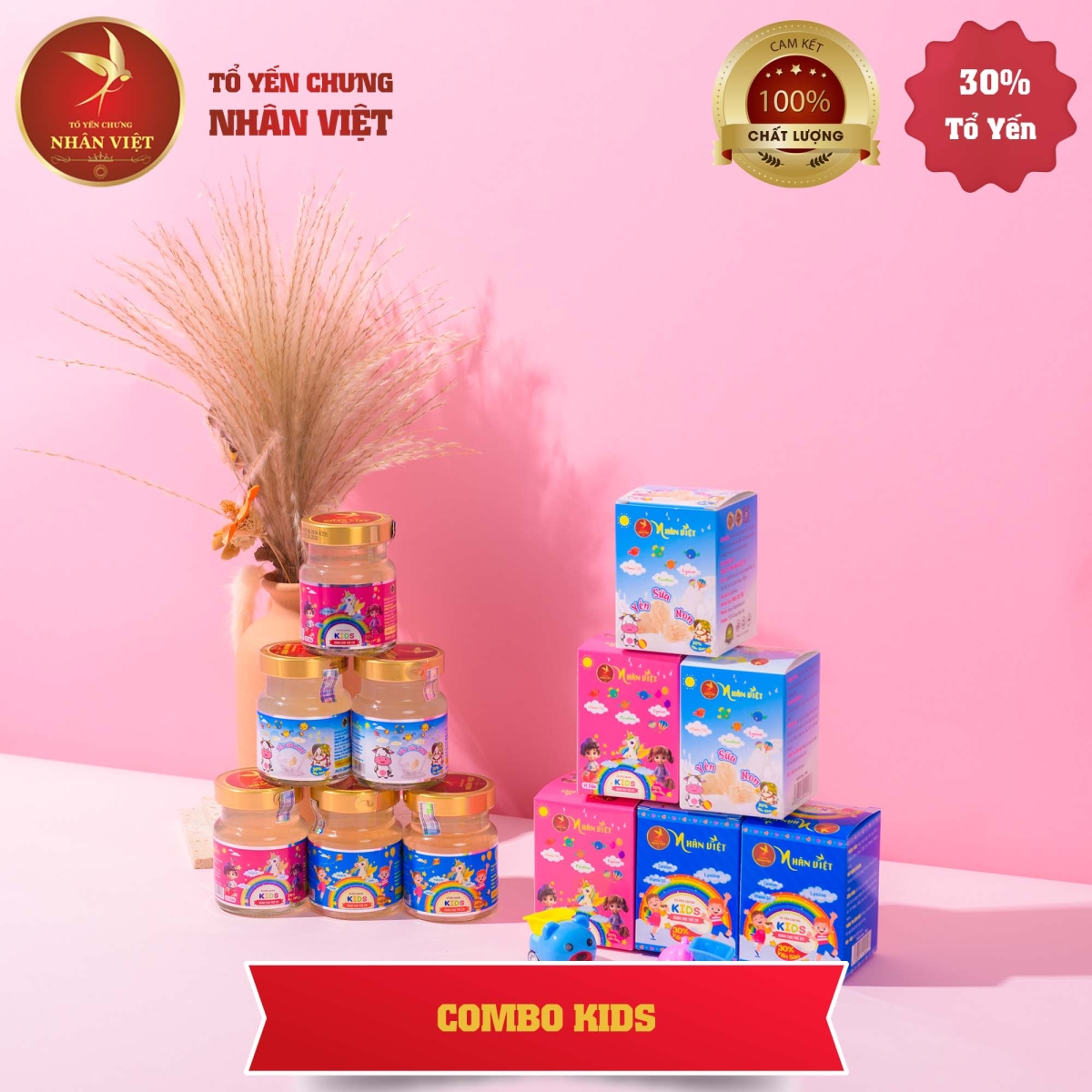 Bộ 3 Sản Phẩm Yến Sào Chưng Sẵn Cho Bé Nhân Việt Kids 30% Yến