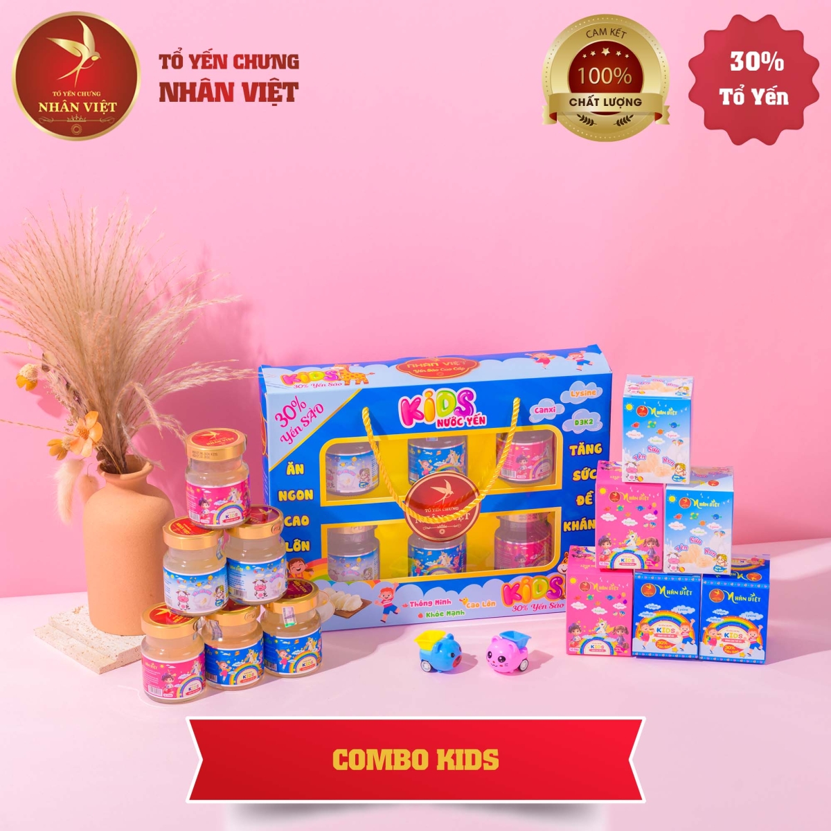 Bộ 3 Sản Phẩm Yến Sào Chưng Sẵn Cho Bé Nhân Việt Kids 30% Yến