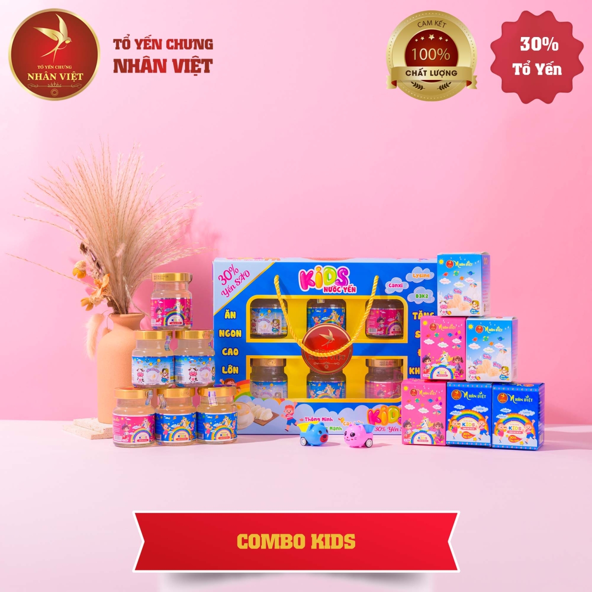 Bộ 3 Sản Phẩm Yến Sào Chưng Sẵn Cho Bé Nhân Việt Kids 30% Yến