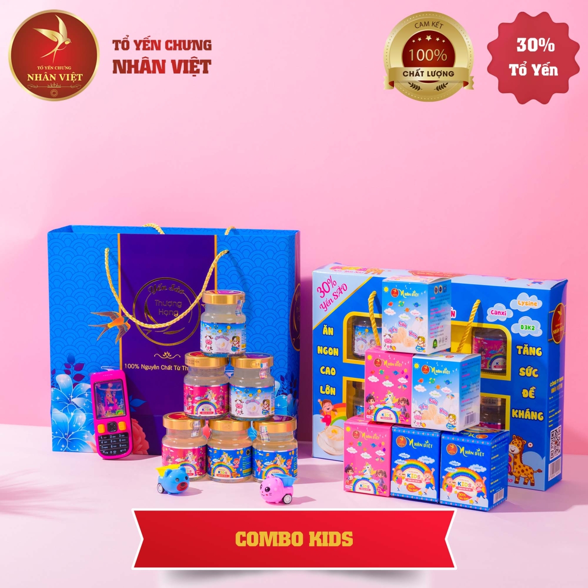 Bộ 3 Sản Phẩm Yến Sào Chưng Sẵn Cho Bé Nhân Việt Kids 30% Yến