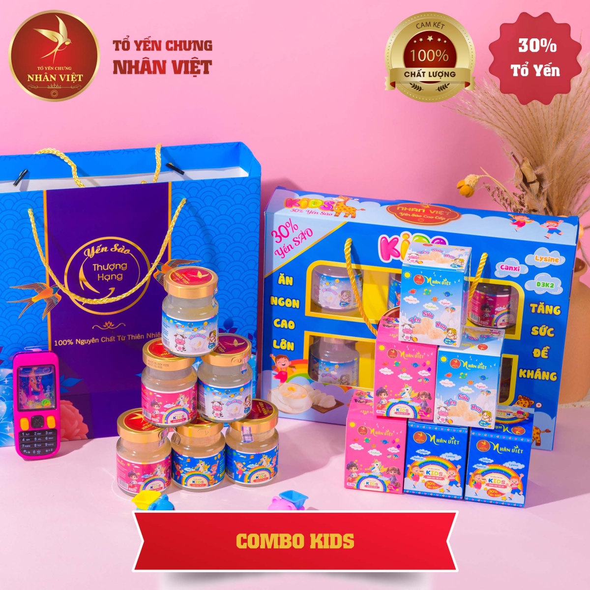Bộ 3 Sản Phẩm Yến Sào Chưng Sẵn Cho Bé Nhân Việt Kids 30% Yến