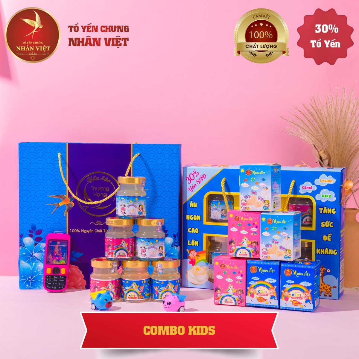 Bộ 3 Sản Phẩm Yến Sào Chưng Sẵn Cho Bé Nhân Việt Kids 30% Yến