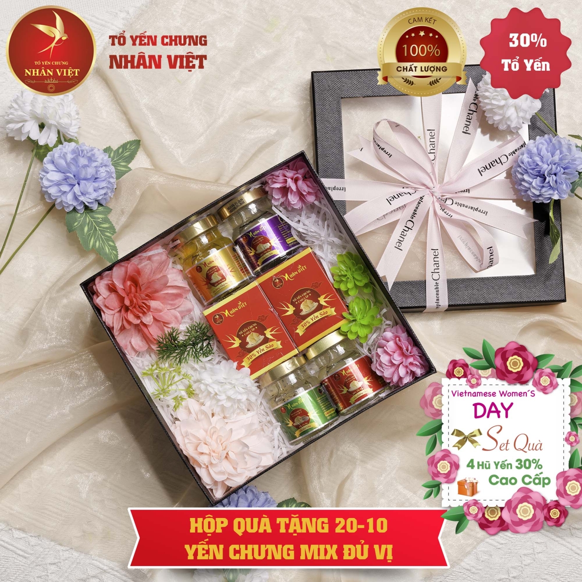 Hộp quà tặng 20.10 yến chưng mix ĐỦ CÁC vị