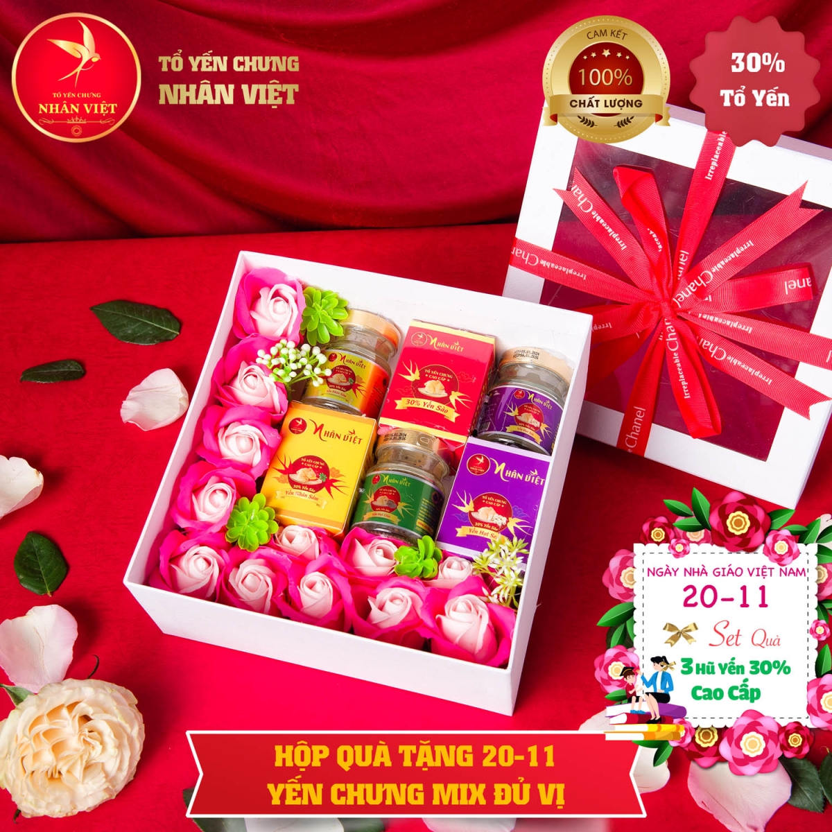 Hộp quà tặng ngày Nhà Giáo Việt Nam 20/11 yến chưng Mix vị