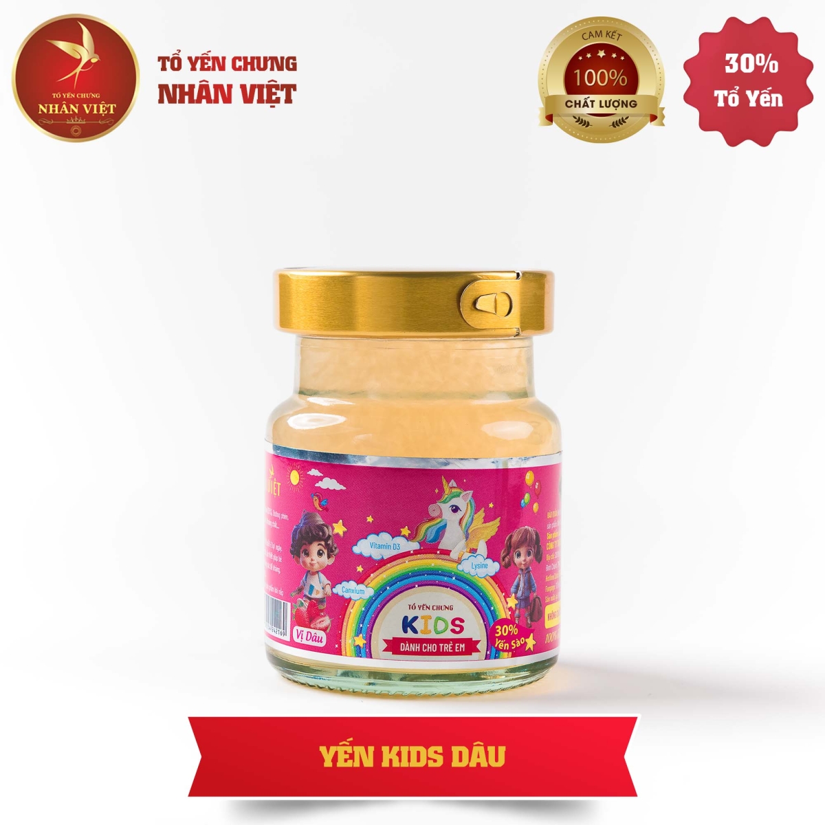 Yến Sào Chưng Sẵn Vị Dâu Tây Cho Bé Nhân Việt Kids 30% Yến