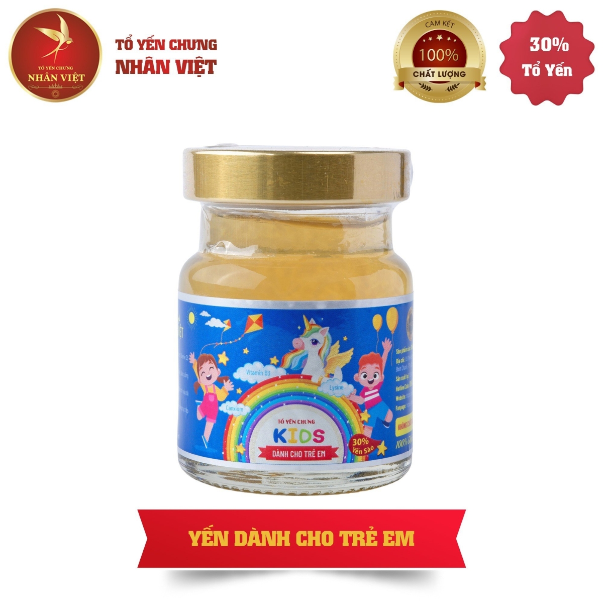 Yến Sào Chưng Sẵn Cho Bé Nhân Việt Kids 30% Yến Hũ 70ml