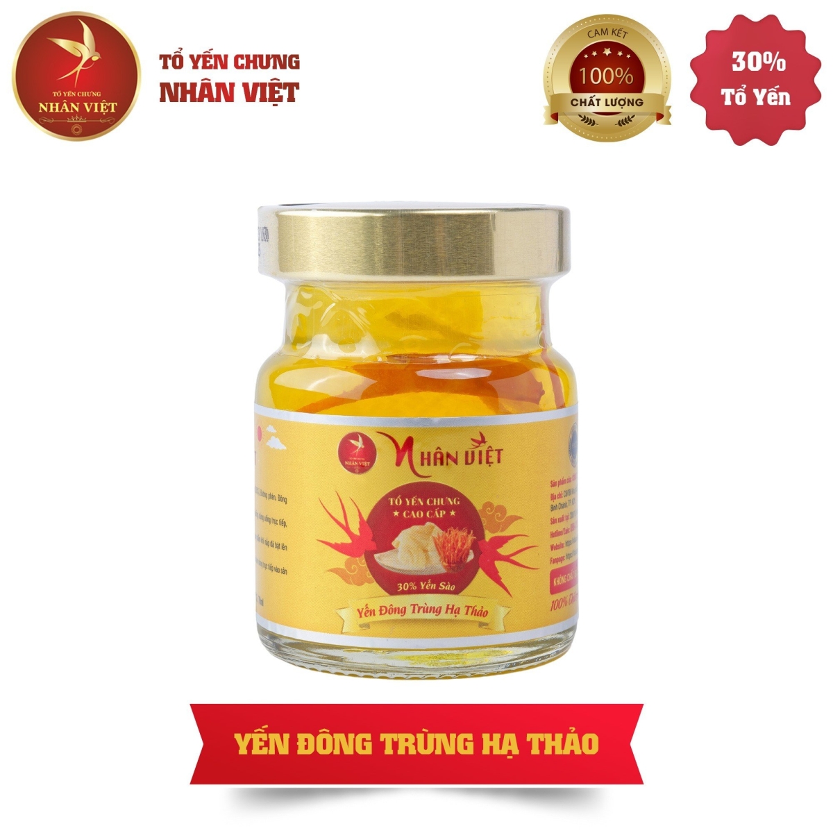 Yến Sào Chưng Đông Trùng Hạ Thảo Nhân Việt 30% Yến Hũ 70ml