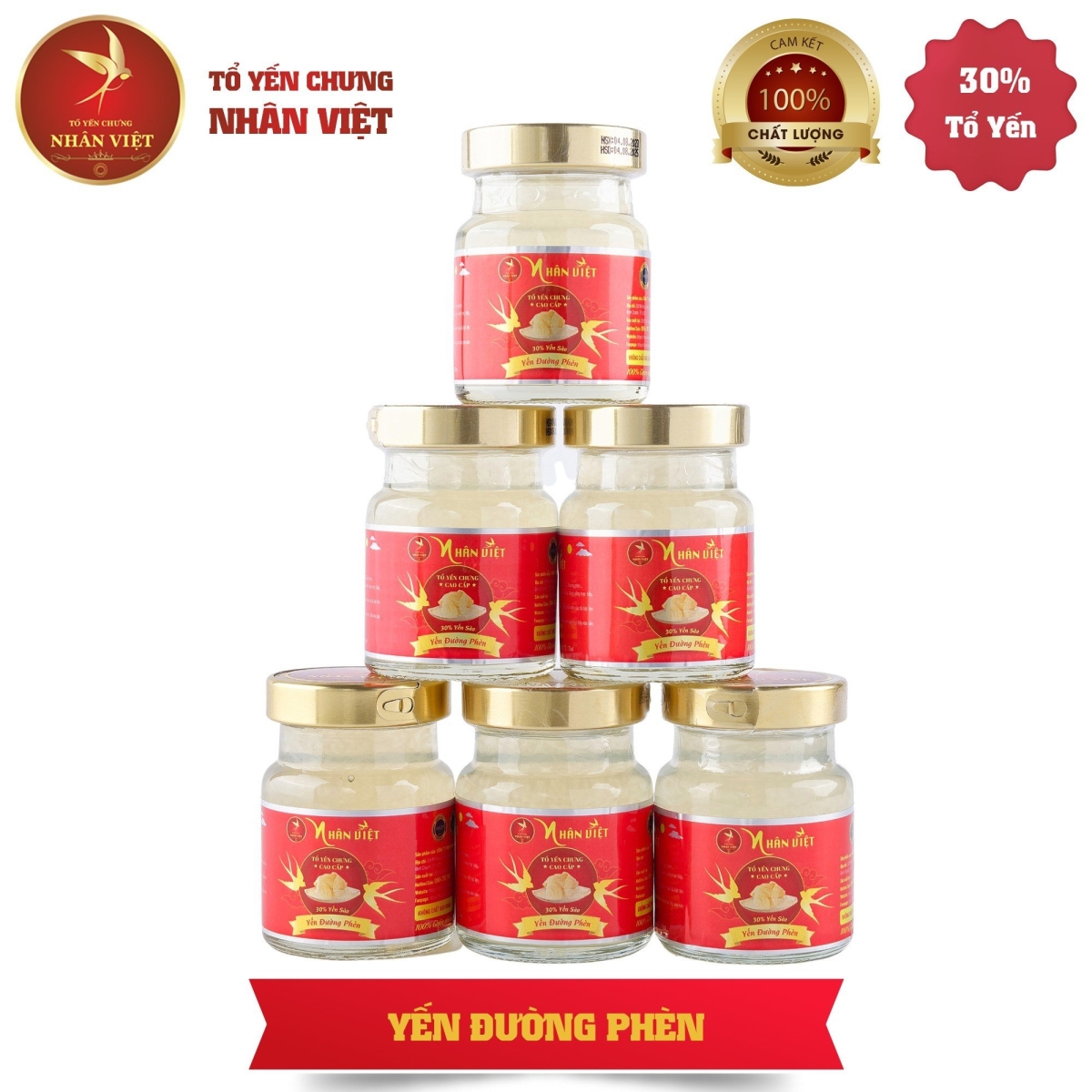 Yến Sào Chưng Đường Phèn Nhân Việt 30% Yến Hũ 70ml