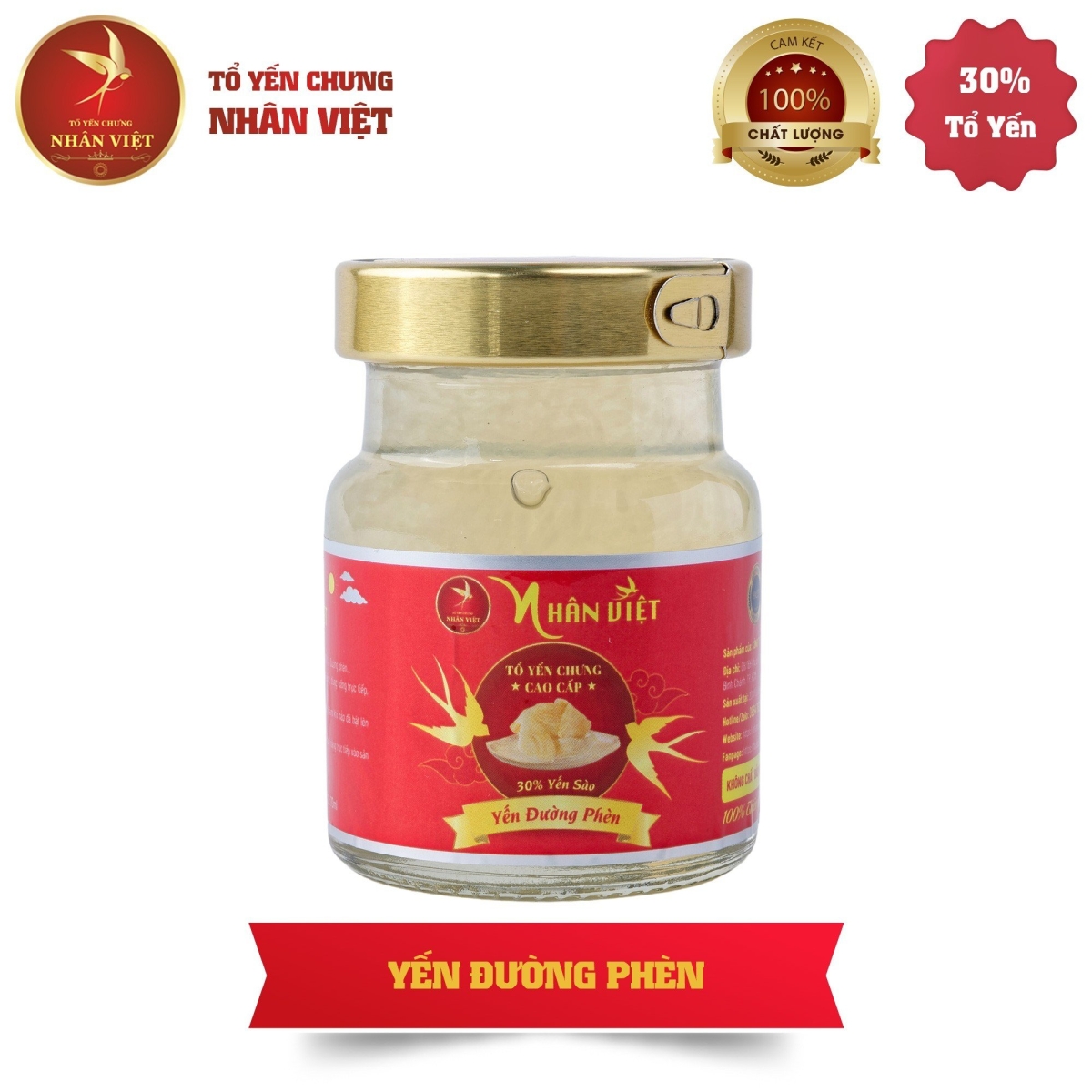 Yến Sào Chưng Đường Phèn Nhân Việt 30% Yến Hũ 70ml