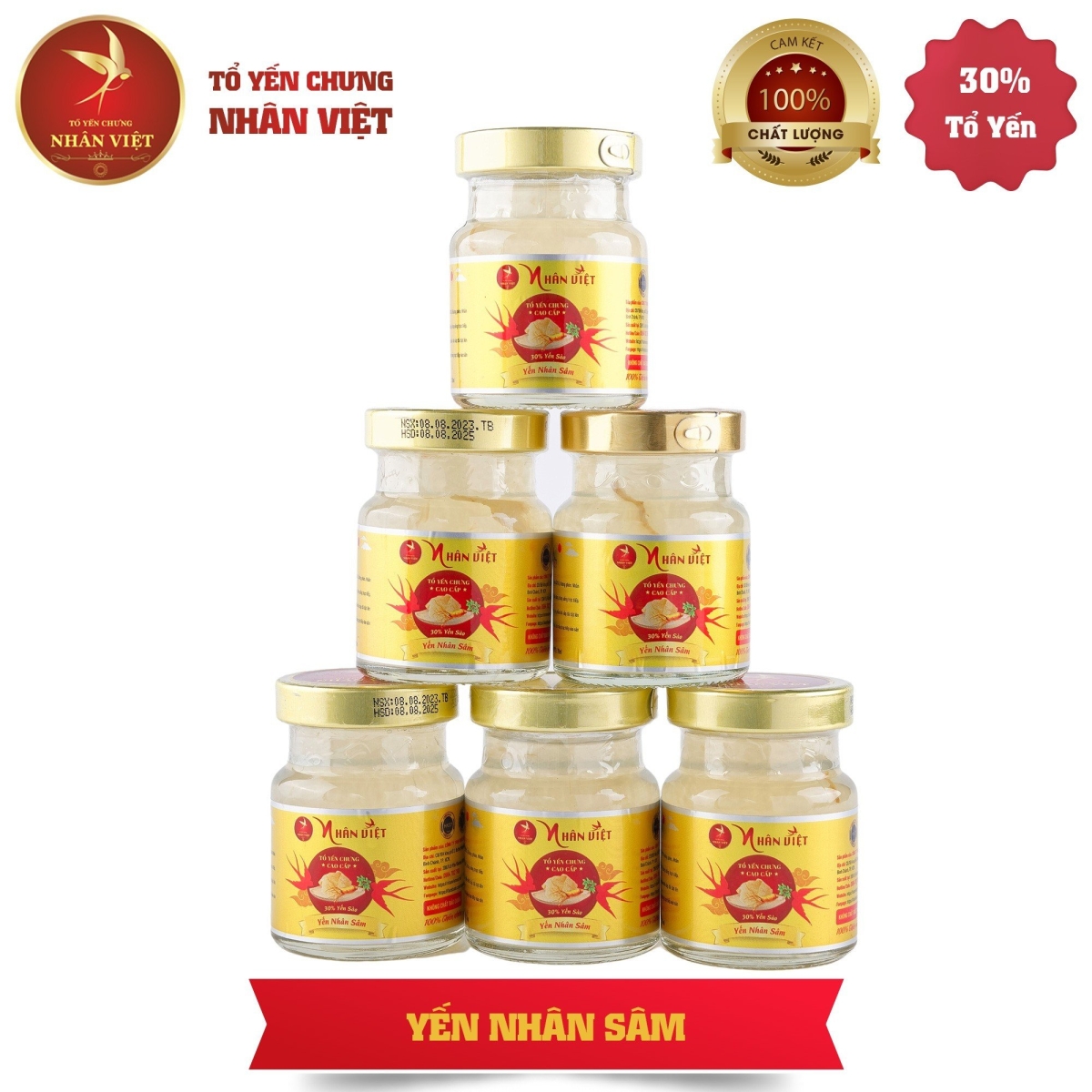 Yến Sào Chưng Nhân Sâm Nhân Việt 30% Yến Nguyên Chất Hũ 70ml