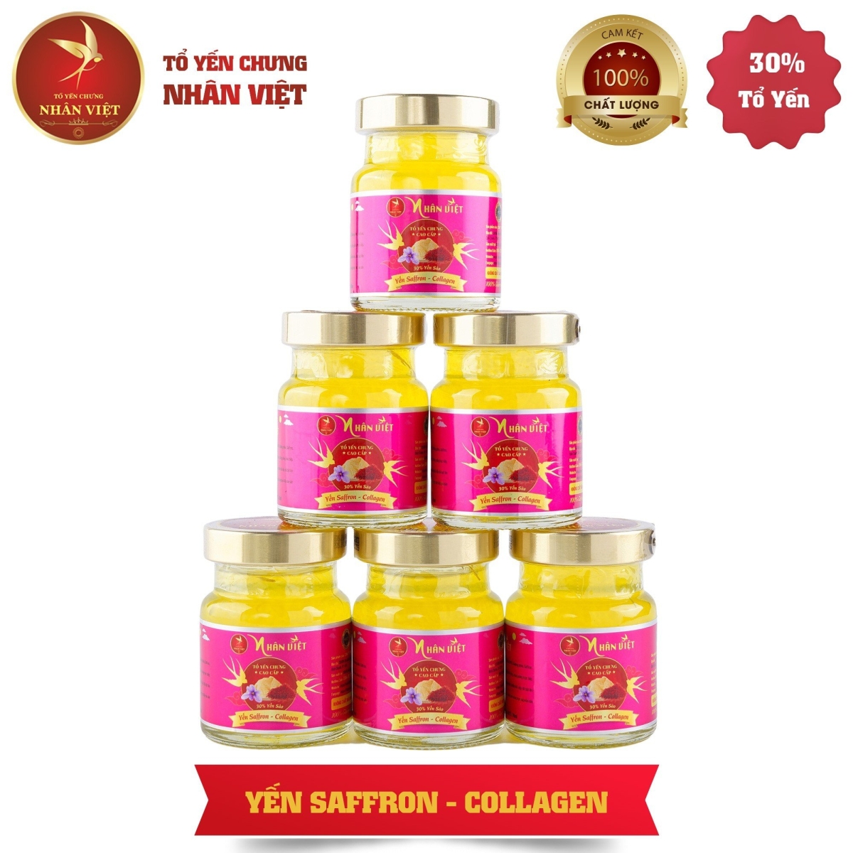Yến Sào Chưng Saffron Collagen Nhân Việt 30% Yến 70ml / Hũ