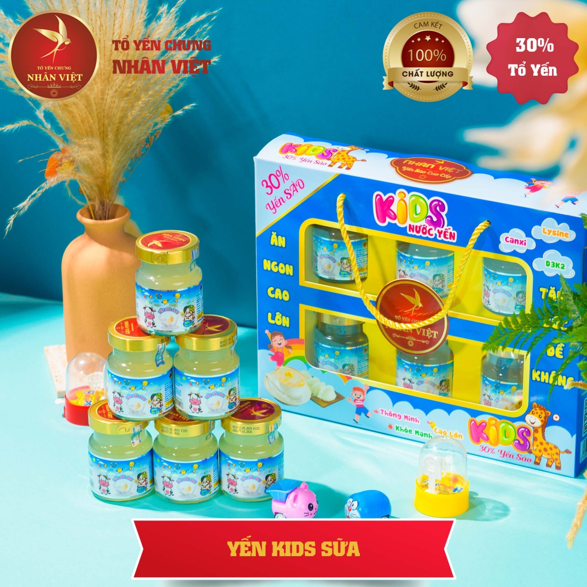 Lốc 6 Hũ Yến Sào Chưng SỮA NON Cho Bé Nhân Việt Kids 30% Yến Hũ 70ml