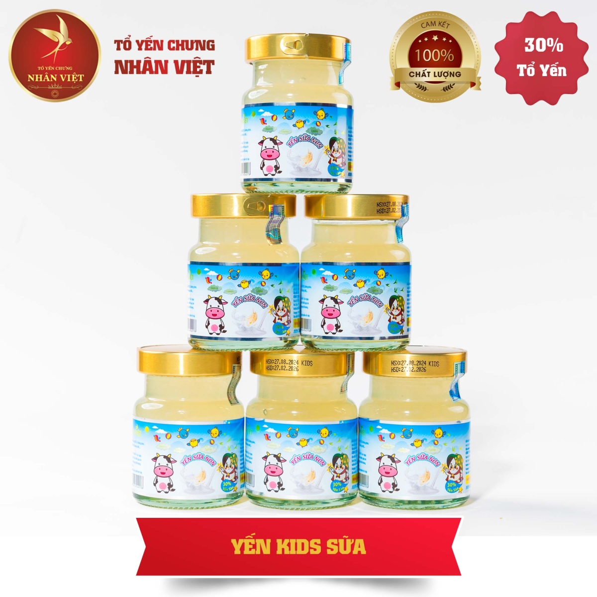 Yến Sào Chưng Sữa Non Cho Bé Nhân Việt Kids 30% Yến