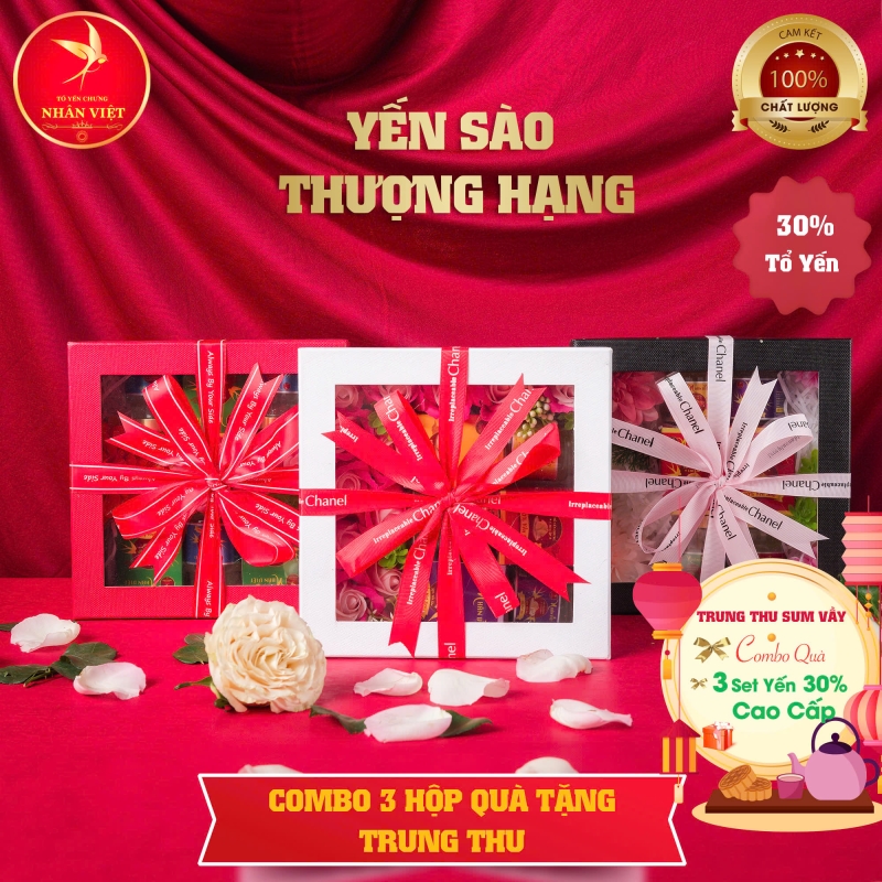 Bộ quà tặng Trung Thu - yến hũ chưng sẵn Nhân Việt