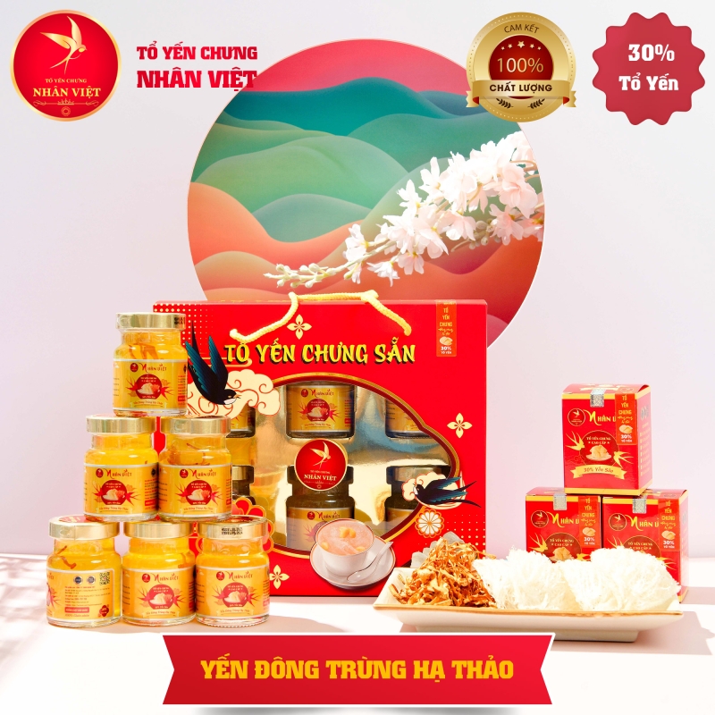 Lốc 6 Hũ Yến Sào Chưng Đông Trùng Hạ Thảo Nhân Việt 30% Yến Hũ 70ml