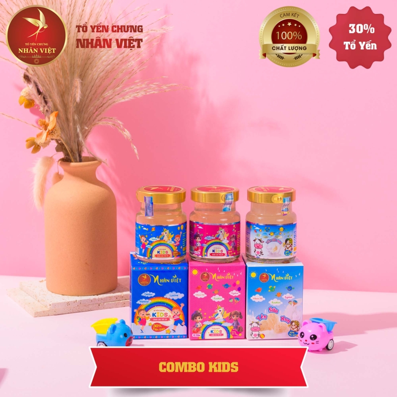 Bộ 3 Sản Phẩm Yến Sào Chưng Sẵn Cho Bé Nhân Việt Kids 30% Yến
