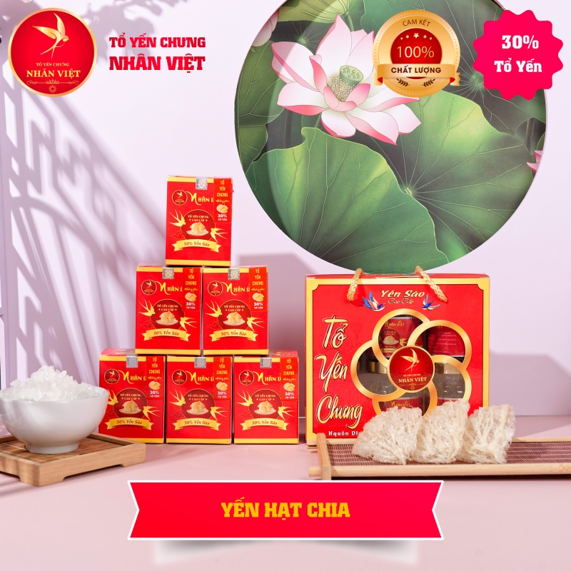 Giỏ mini 6 Hũ Yến Sào Chưng Hạt Chia Nhân Việt 30% Yến