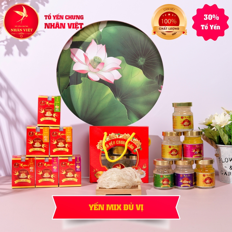 Giỏ Mini  6 Hũ Yến Sào Chưng Đủ Vị Nhân Việt 30% Yến