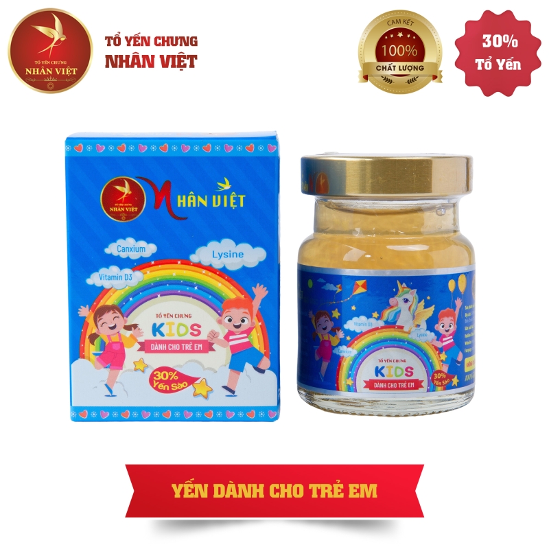 Yến Sào Chưng Sẵn Cho Bé Nhân Việt Kids 30% Yến Hũ 70ml