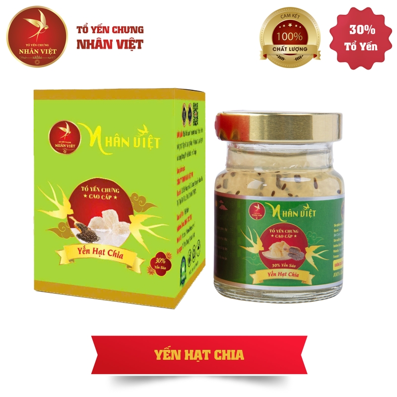 Yến Sào Chưng Hạt Chia Nhân Việt 30% Yến Nguyên Chất Hũ 70ml