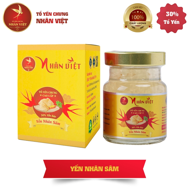 Yến Sào Chưng Nhân Sâm Nhân Việt 30% Yến Nguyên Chất Hũ 70ml