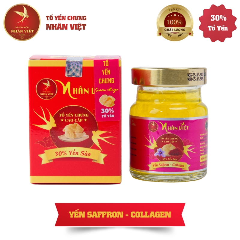 Yến Sào Chưng Saffron Collagen Nhân Việt 30% Yến 70ml / Hũ