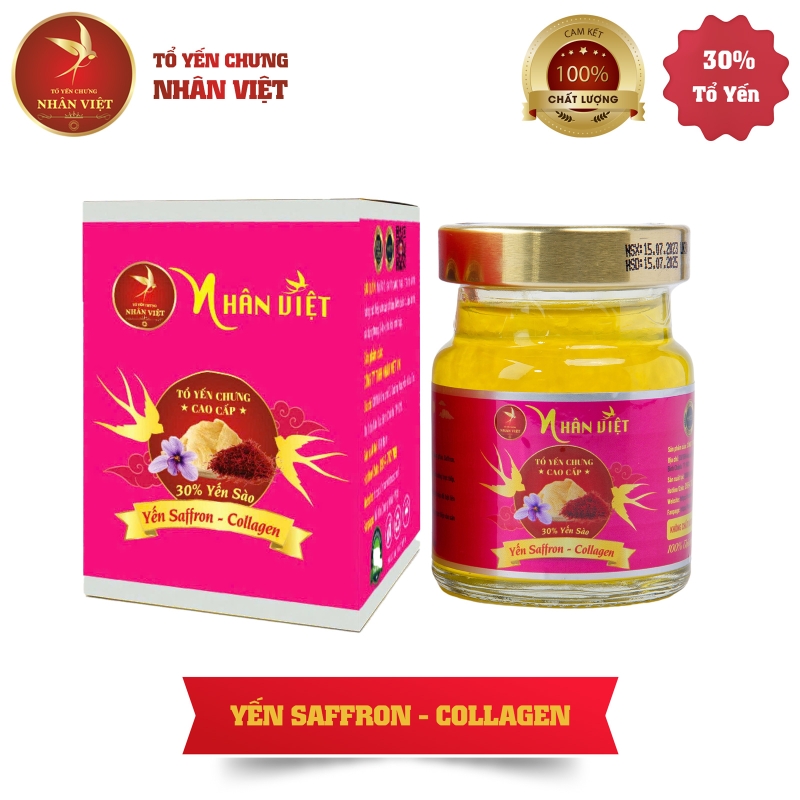 Yến Sào Chưng Saffron Collagen Nhân Việt 30% Yến 70ml / Hũ